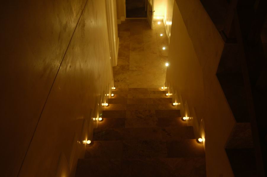 Tealights on the stairs