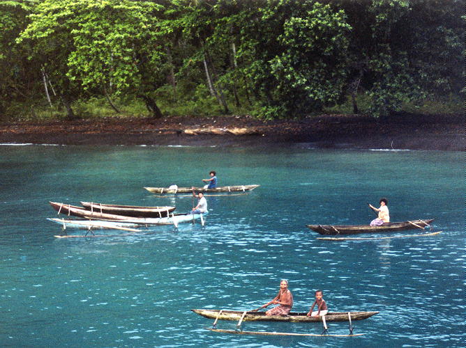 Dugouts at Milne Bay